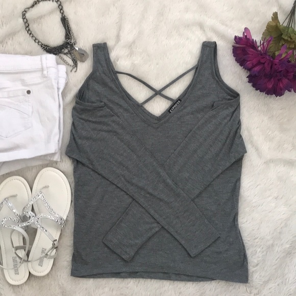 Express Tops - Express gray cold shoulder top
